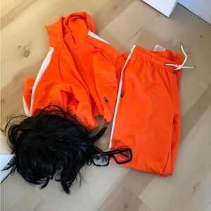 Vector costume Bright Orange Tracksuit with White Stripes